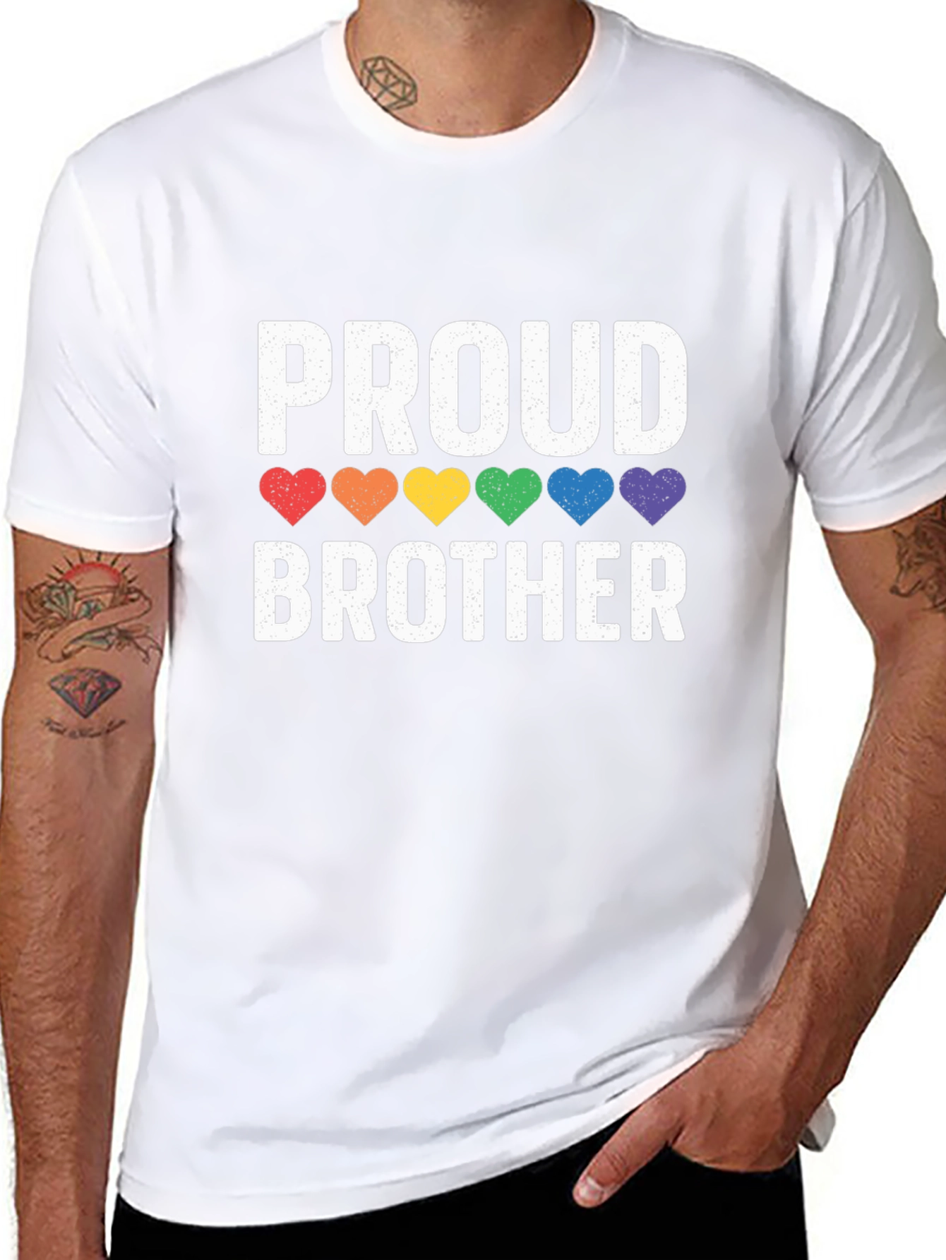 Proud Brother LGBTQ Pride Rainbow Heart T-Shirt