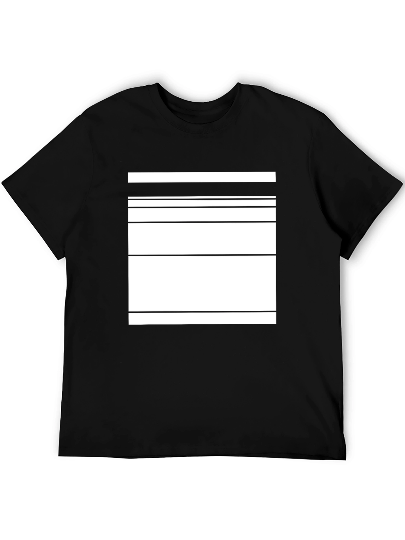 Abstract Stripe Graphic Print Black Cotton Tee