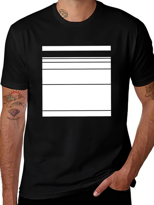 Abstract Stripe Graphic Print Black Cotton Tee