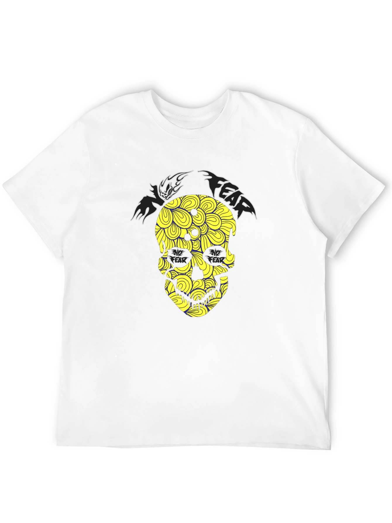 Fear Skull Graphic Print Black T-Shirt
