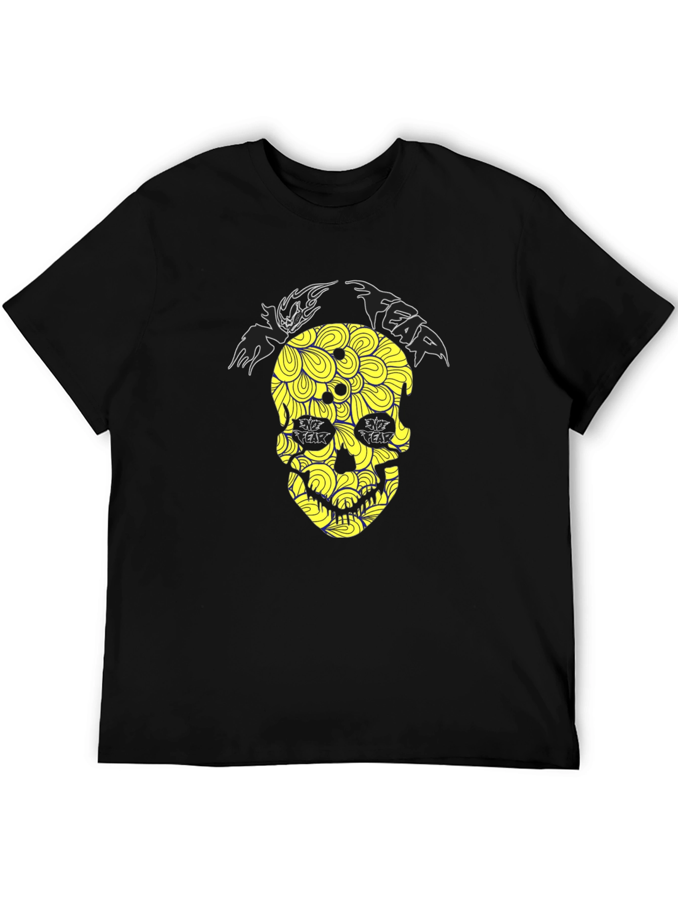 Fear Skull Graphic Print Black T-Shirt
