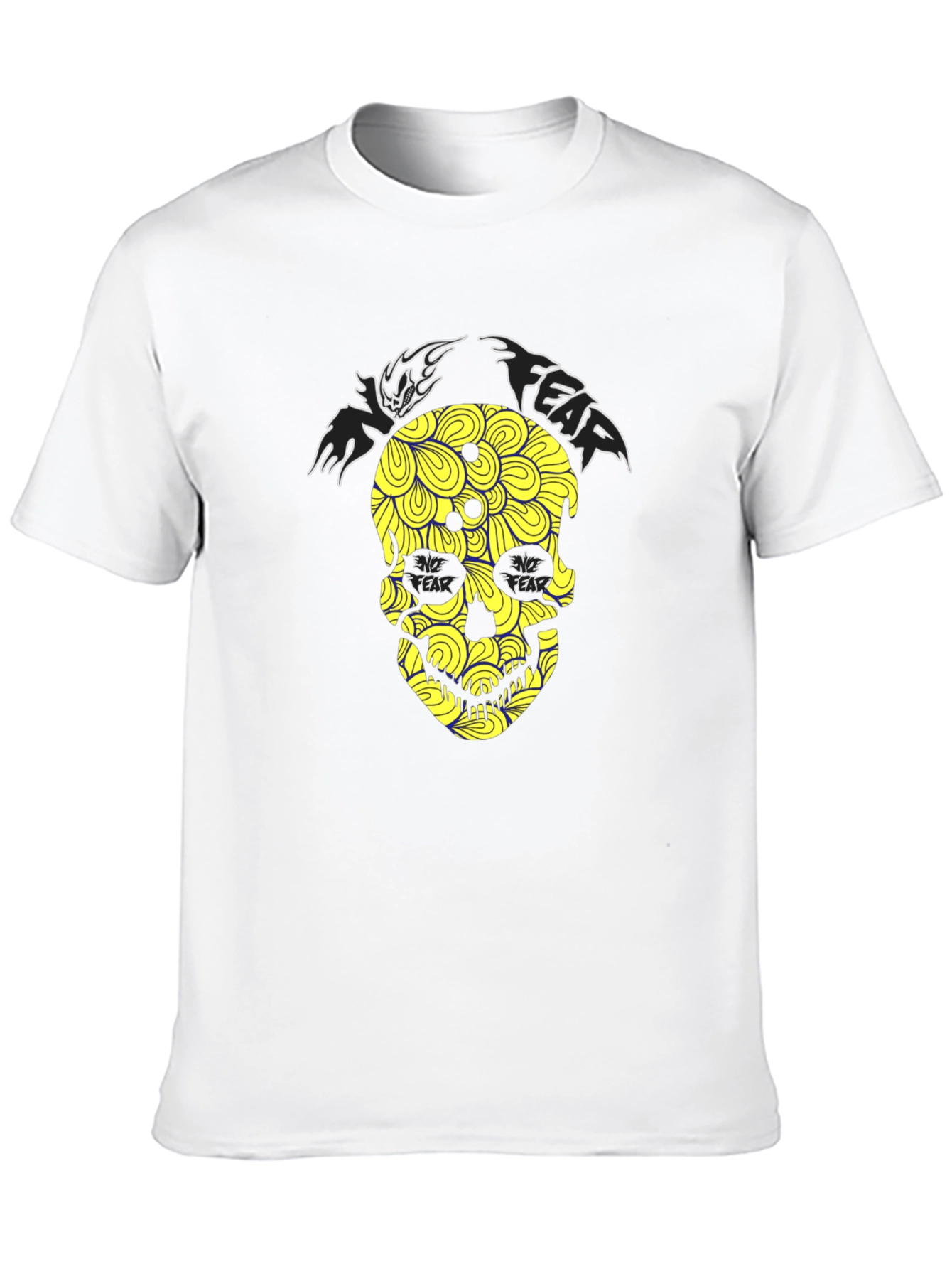 Fear Skull Graphic Print Black T-Shirt