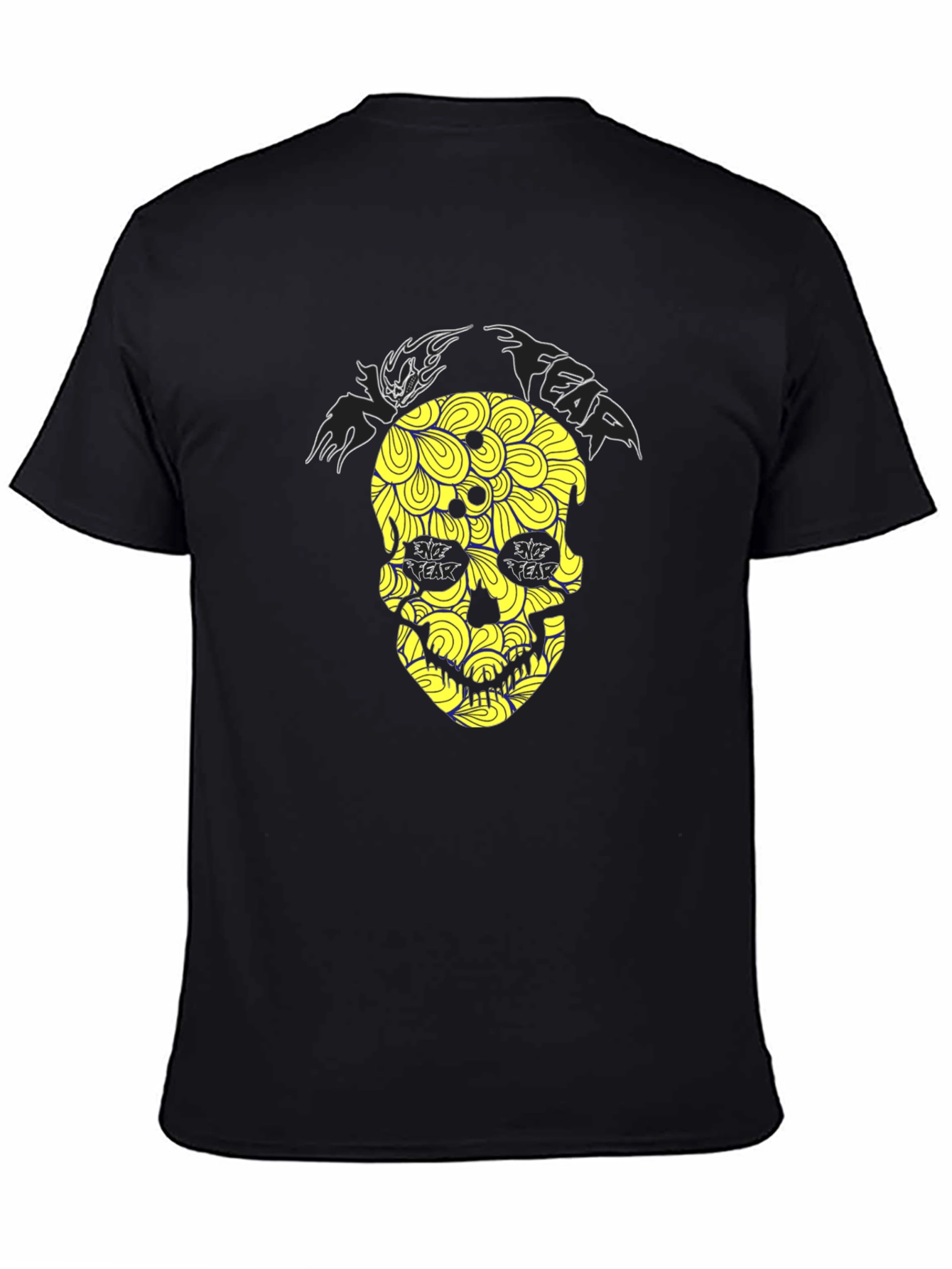 Fear Skull Graphic Print Black T-Shirt