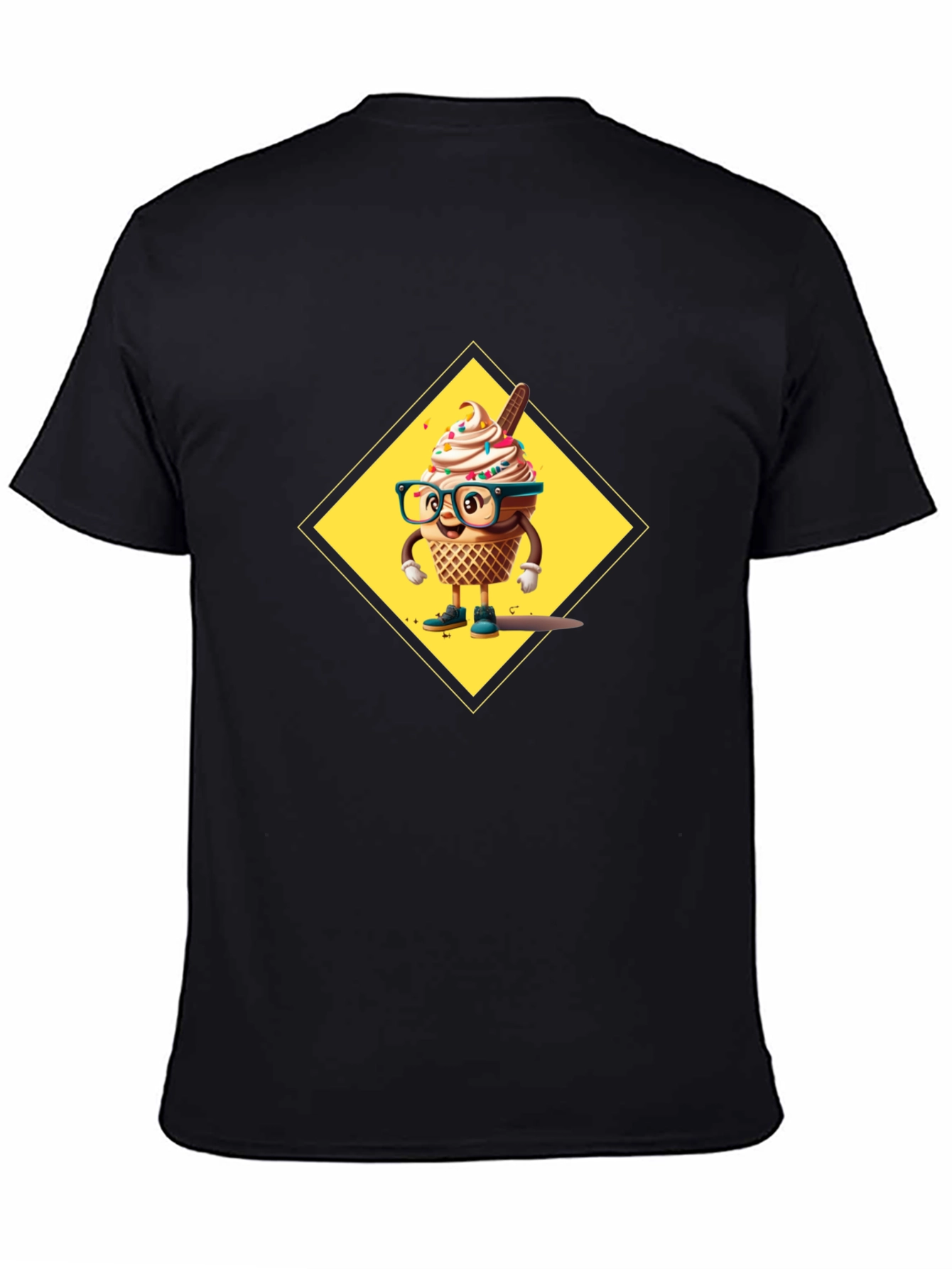 Fun Ice Cream Cone Graphic Tee - Black Cotton