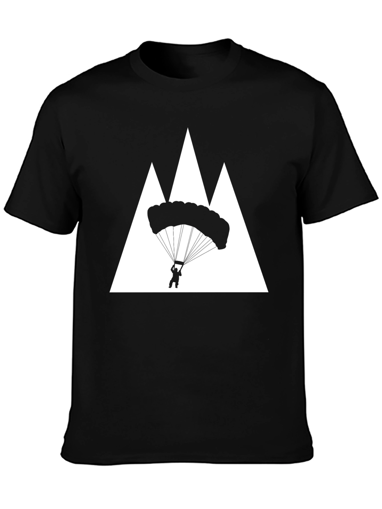 Parachute Mountain Graphic Tee - Black Cotton T-Shirt