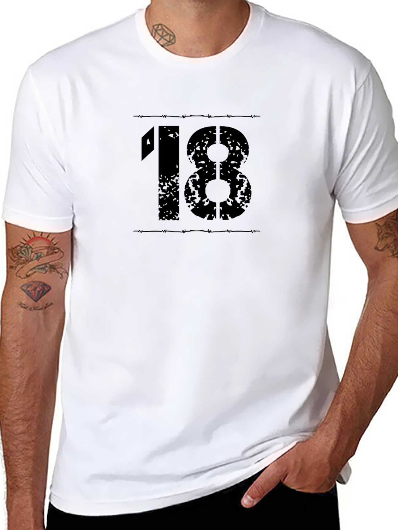 Graphic Tee - Number 18 - Black