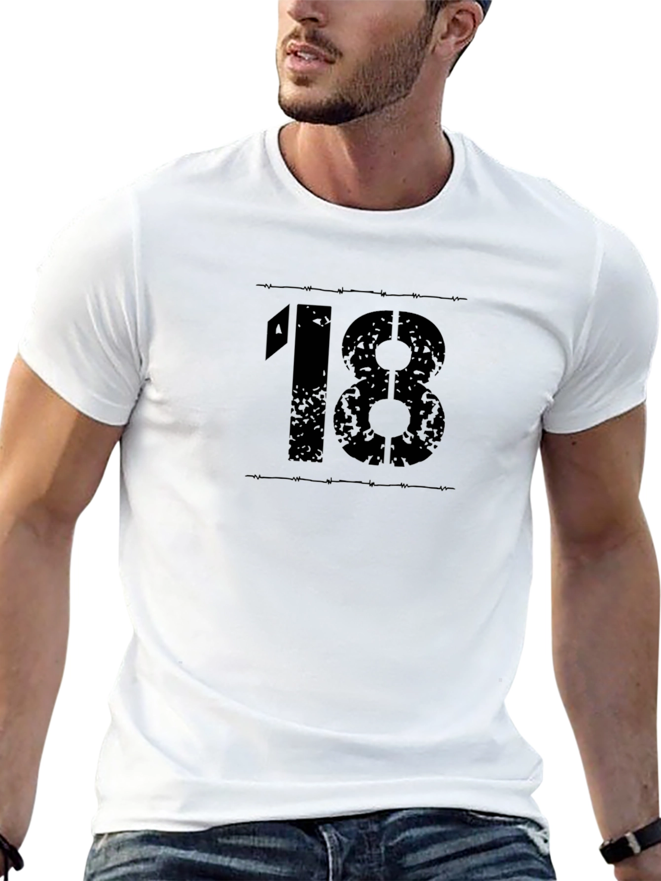Graphic Tee - Number 18 - Black