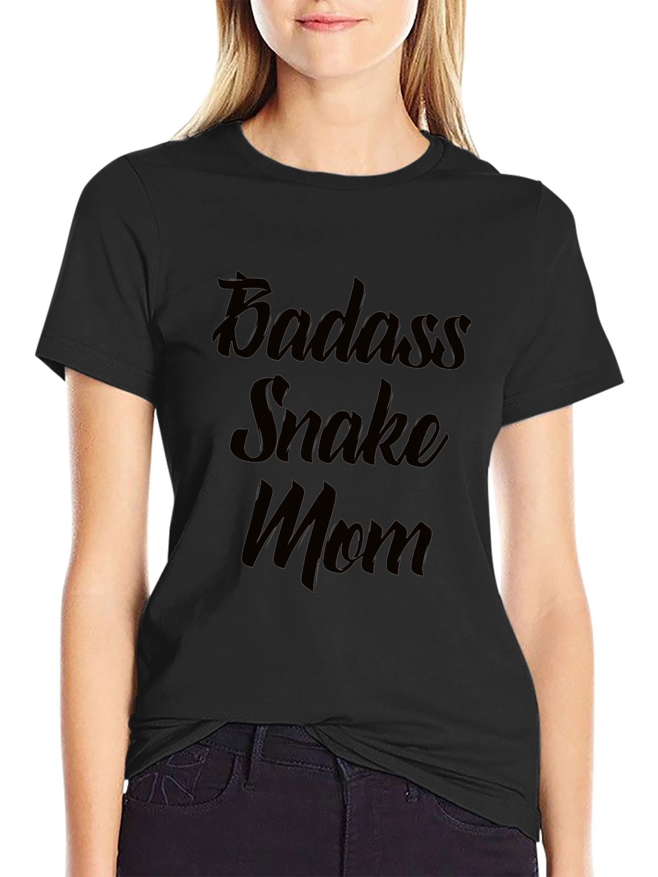 Badass Snake Mom Black T-Shirt