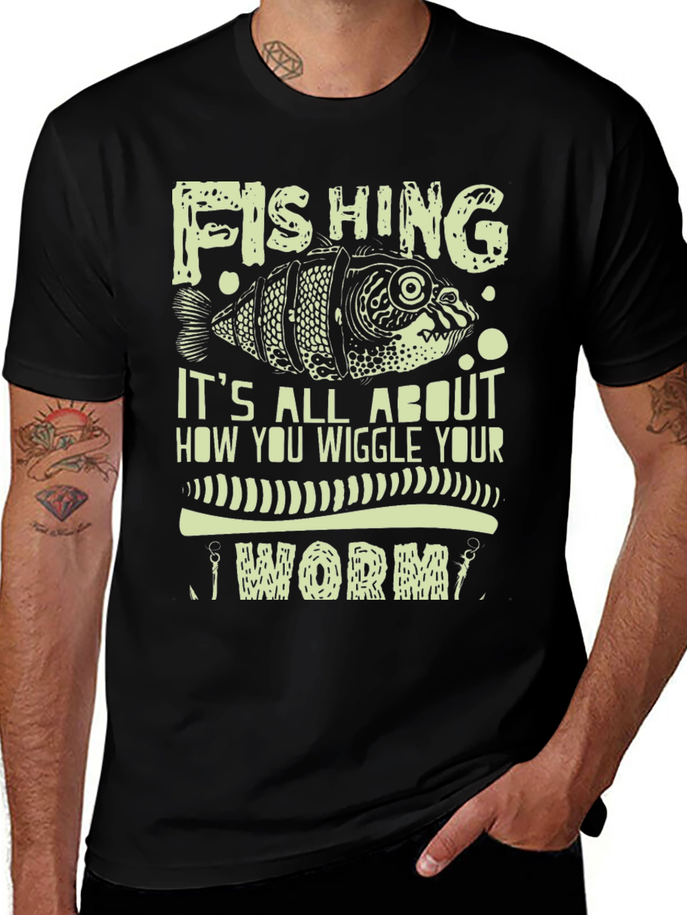 Fishing Worm Graphic Print Tee