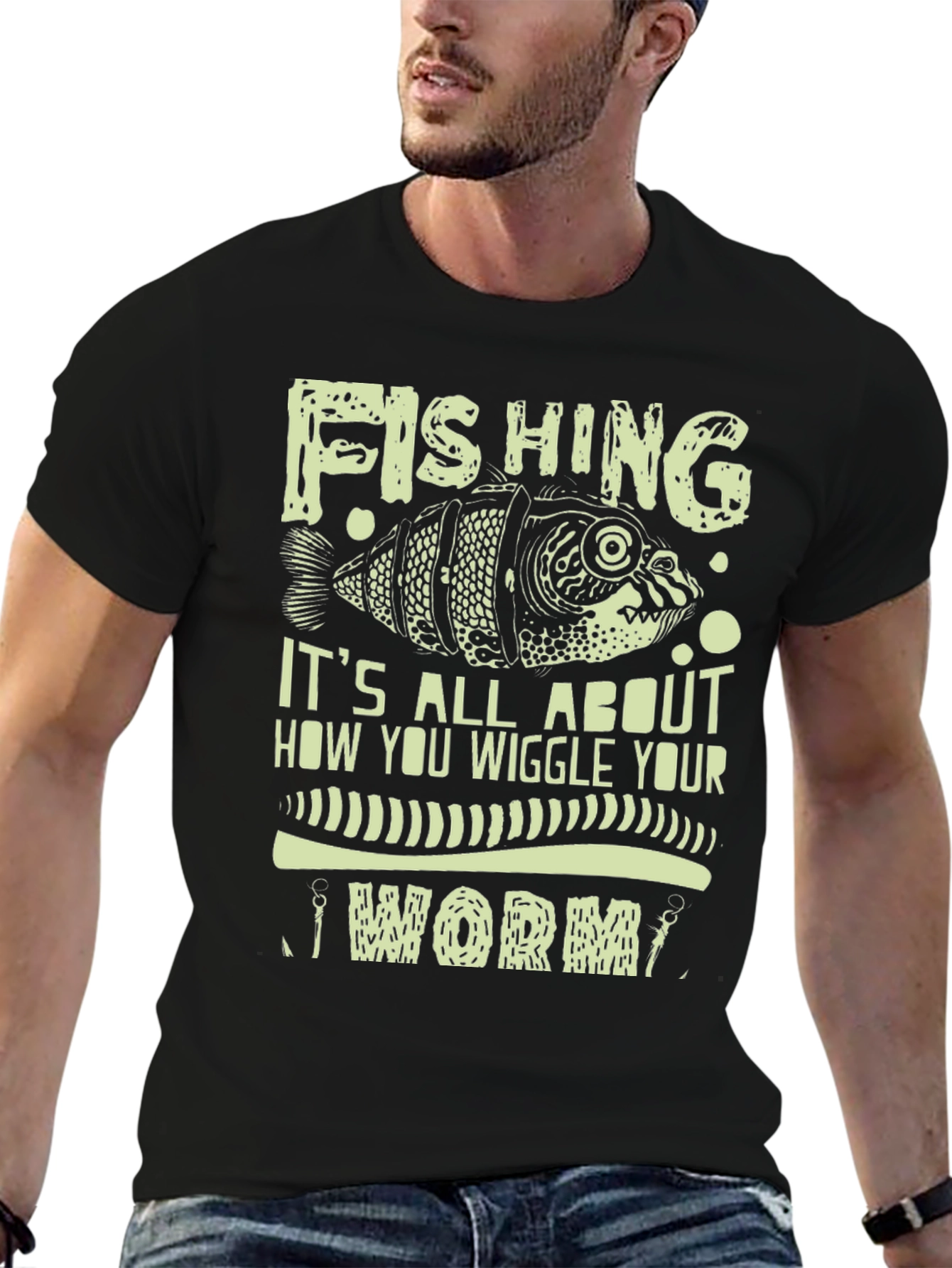 Fishing Worm Graphic Print Tee