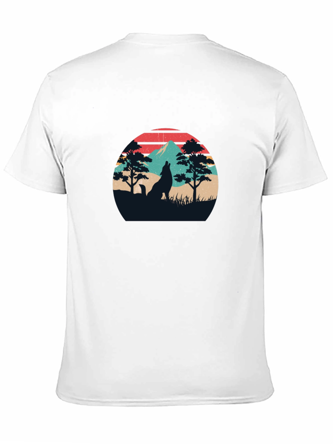 Wolf Silhouette Graphic Tee - Retro Style