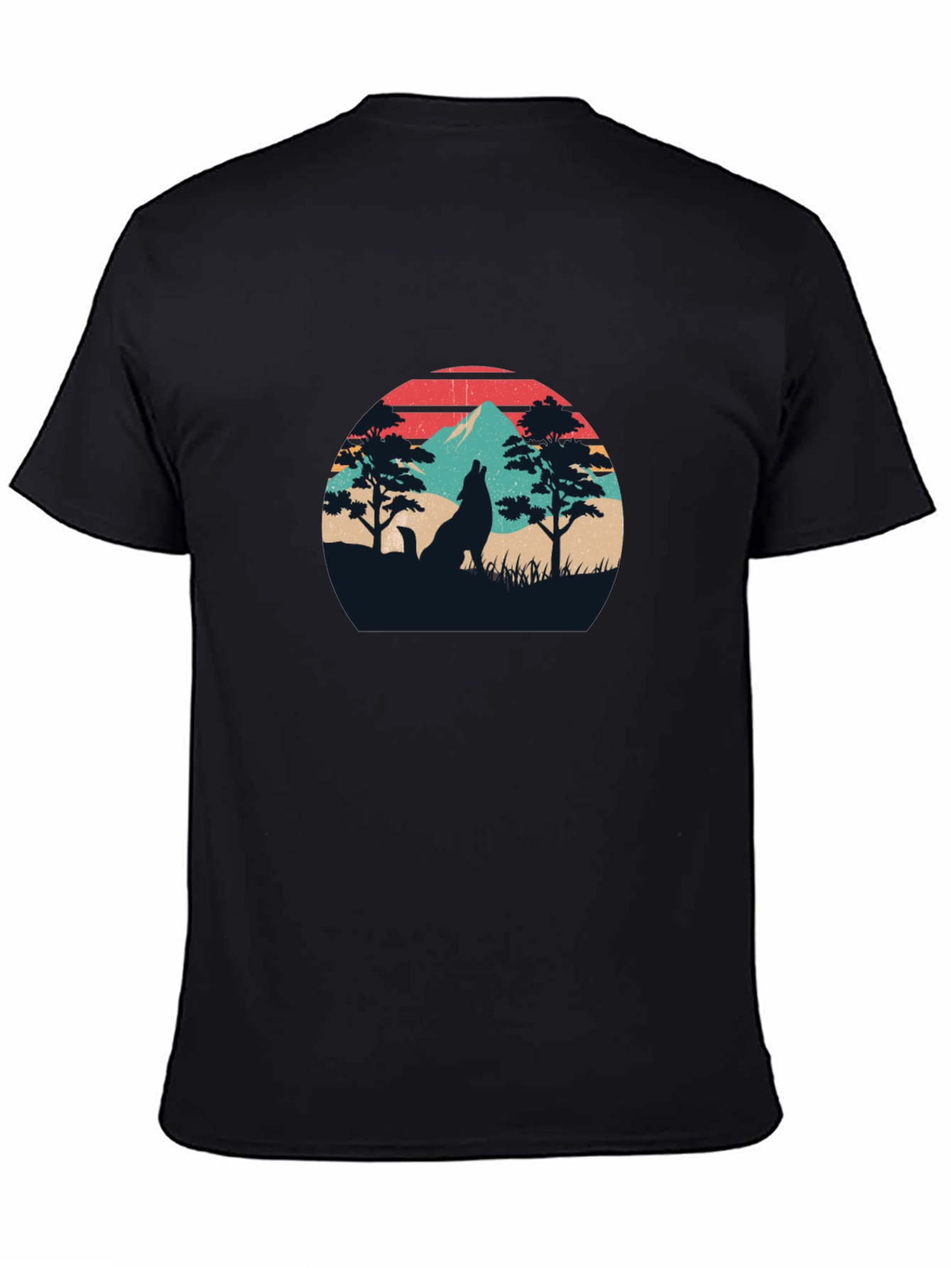 Wolf Silhouette Graphic Tee - Retro Style
