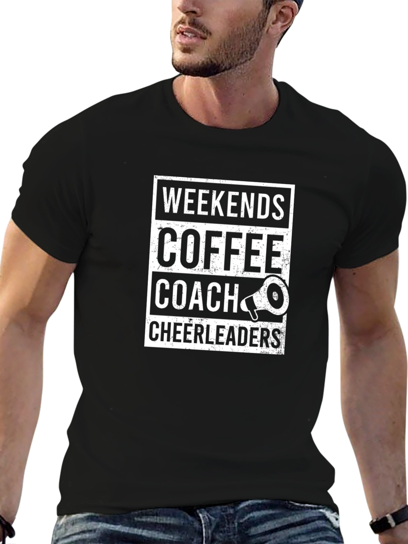 Weekends Coffee Coach Cheerleaders Graphic Tee