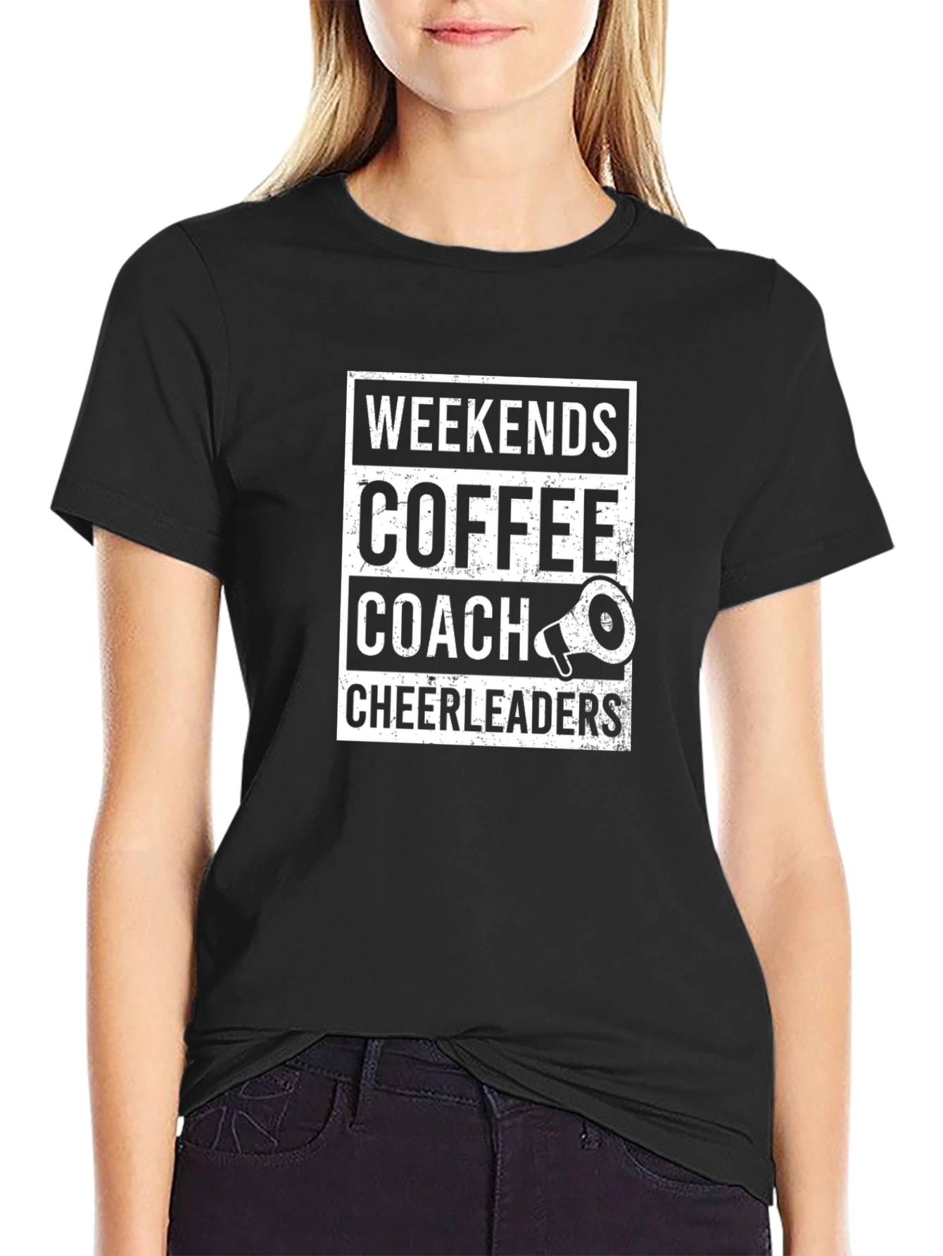 Weekends Coffee Coach Cheerleaders Graphic Tee