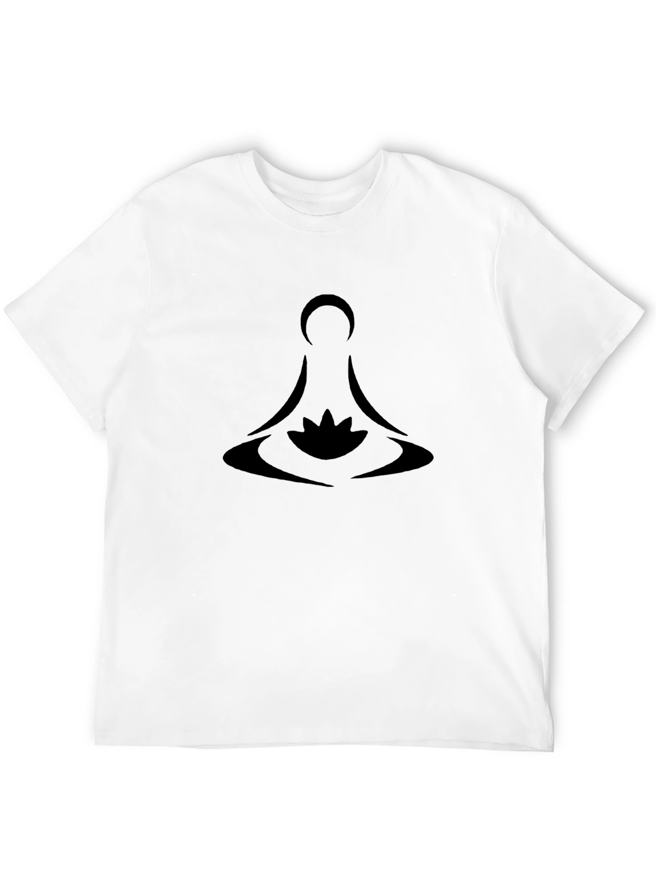 Meditative Lotus Design Black T-Shirt