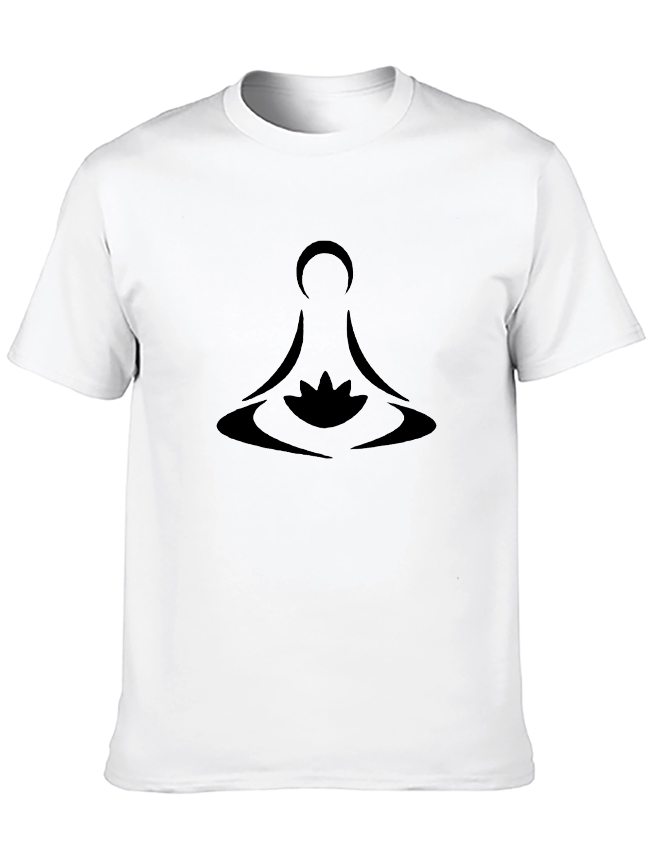 Meditative Lotus Design Black T-Shirt