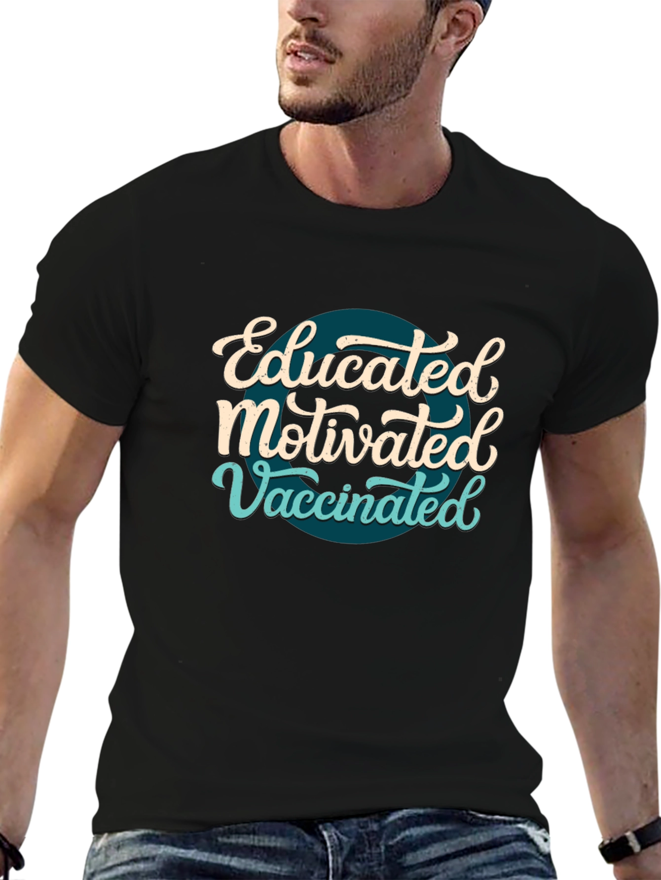 Educated Motivated Vaccinated T-Shirt - Black