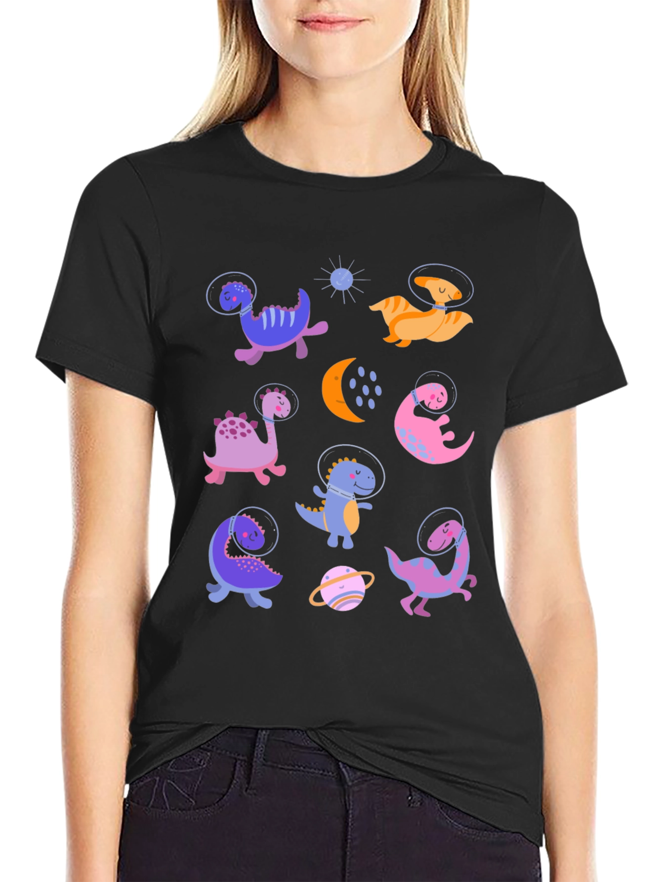 Dino Astronauts Graphic Tee - Black