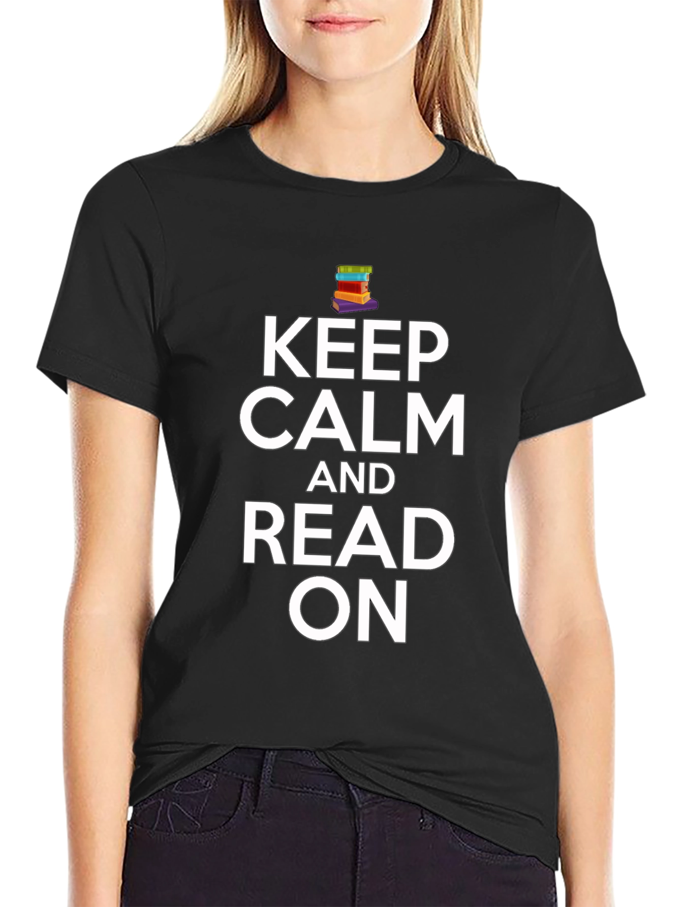Keep Calm and Read On Black T-Shirt