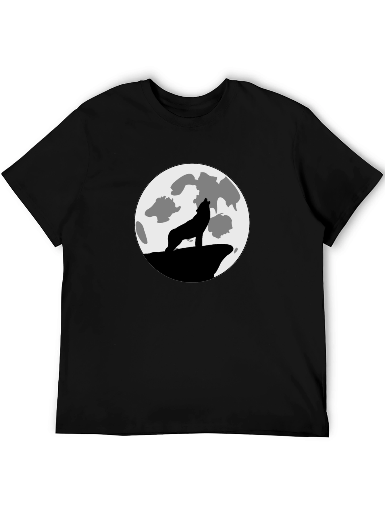 Wolf Moon Graphic Tee - Black Cotton T-Shirt