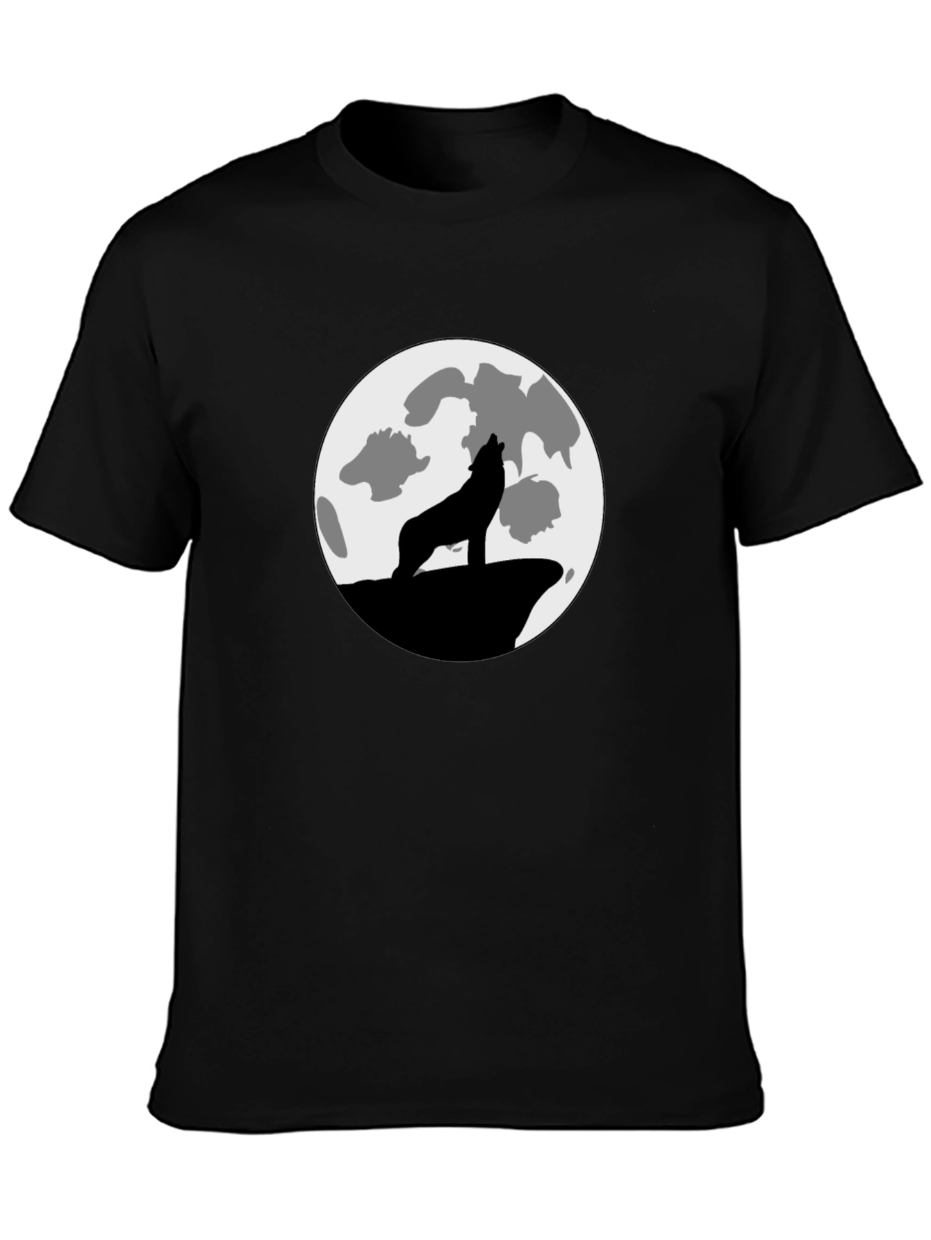 Wolf Moon Graphic Tee - Black Cotton T-Shirt