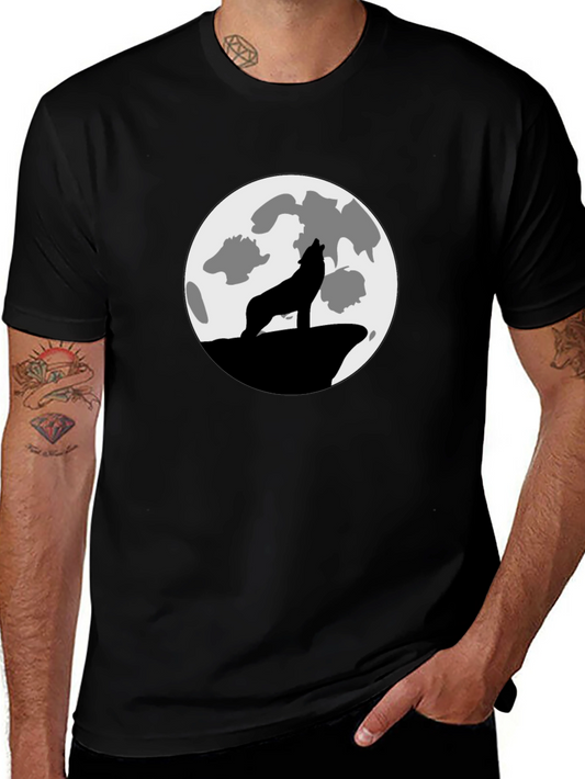 Wolf Moon Graphic Tee - Black Cotton T-Shirt