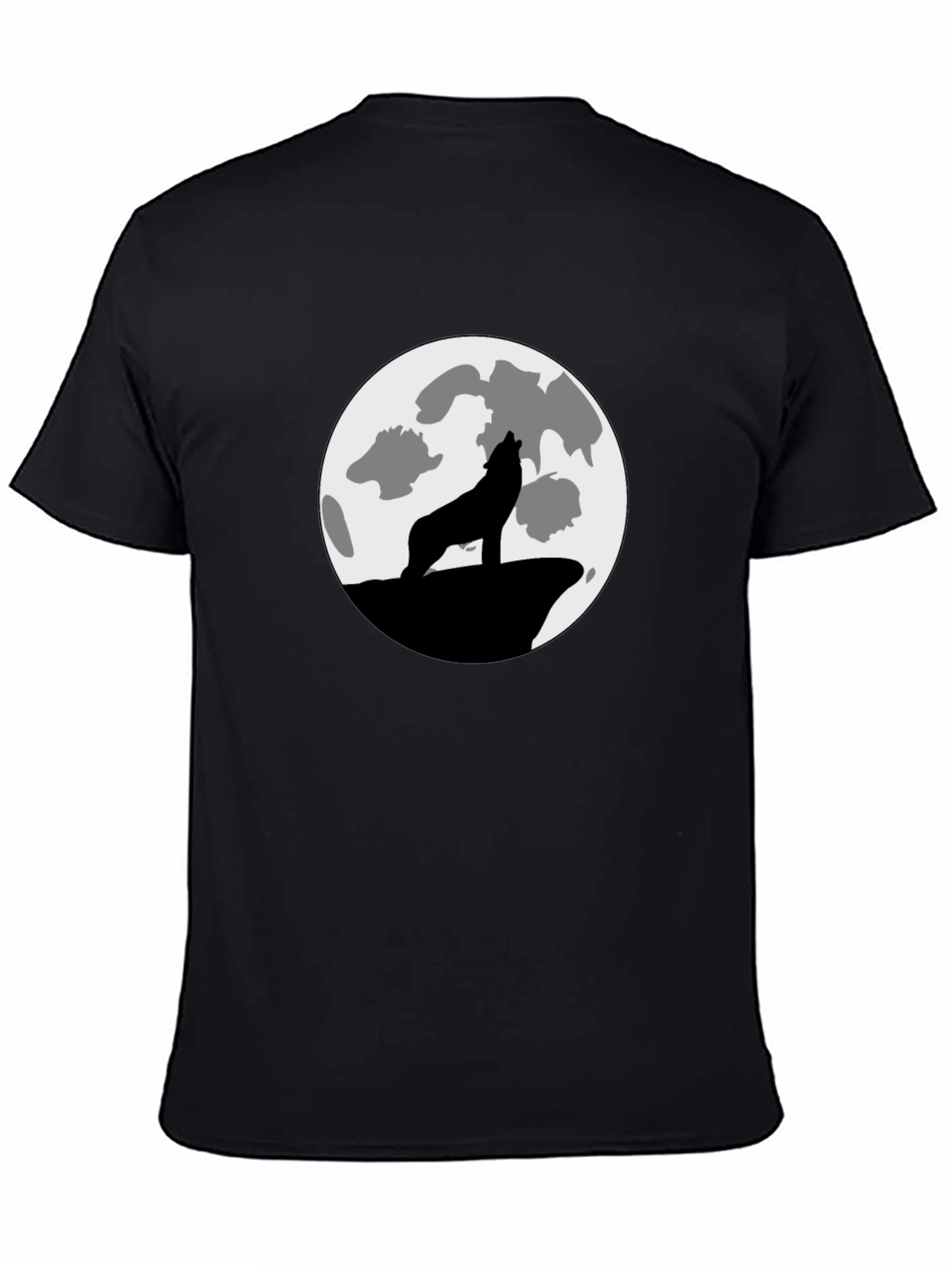Wolf Moon Graphic Tee - Black Cotton T-Shirt