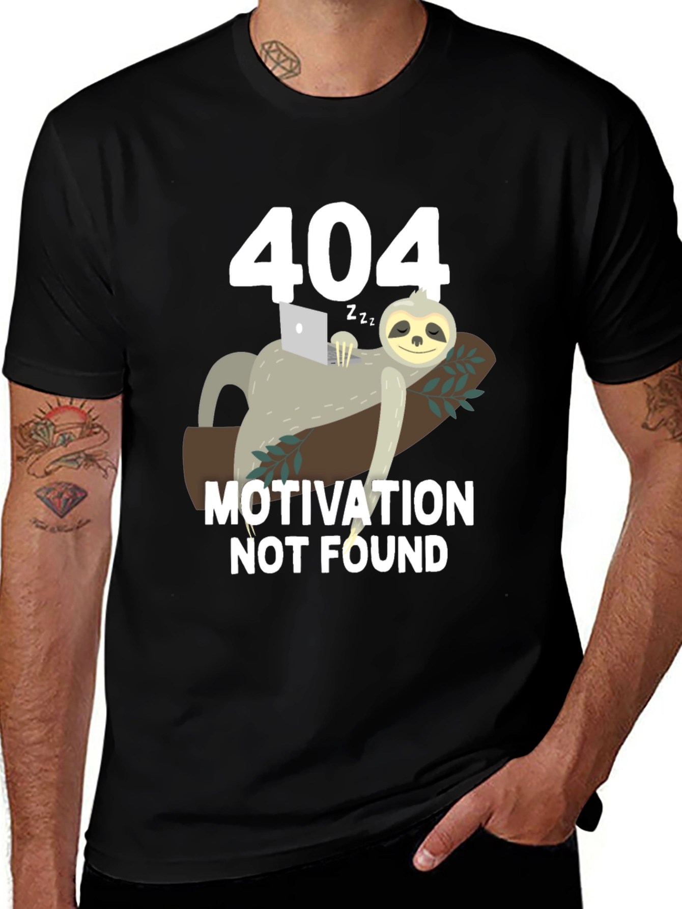 404 Motivation Not Found Sloth Graphic T-Shirt