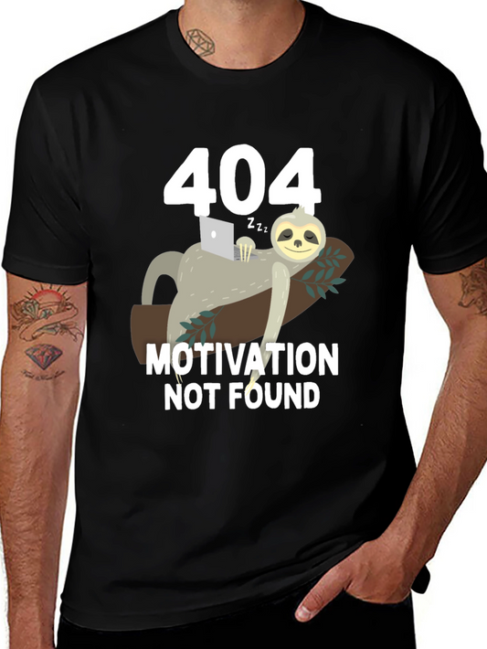 404 Motivation Not Found Sloth Graphic T-Shirt