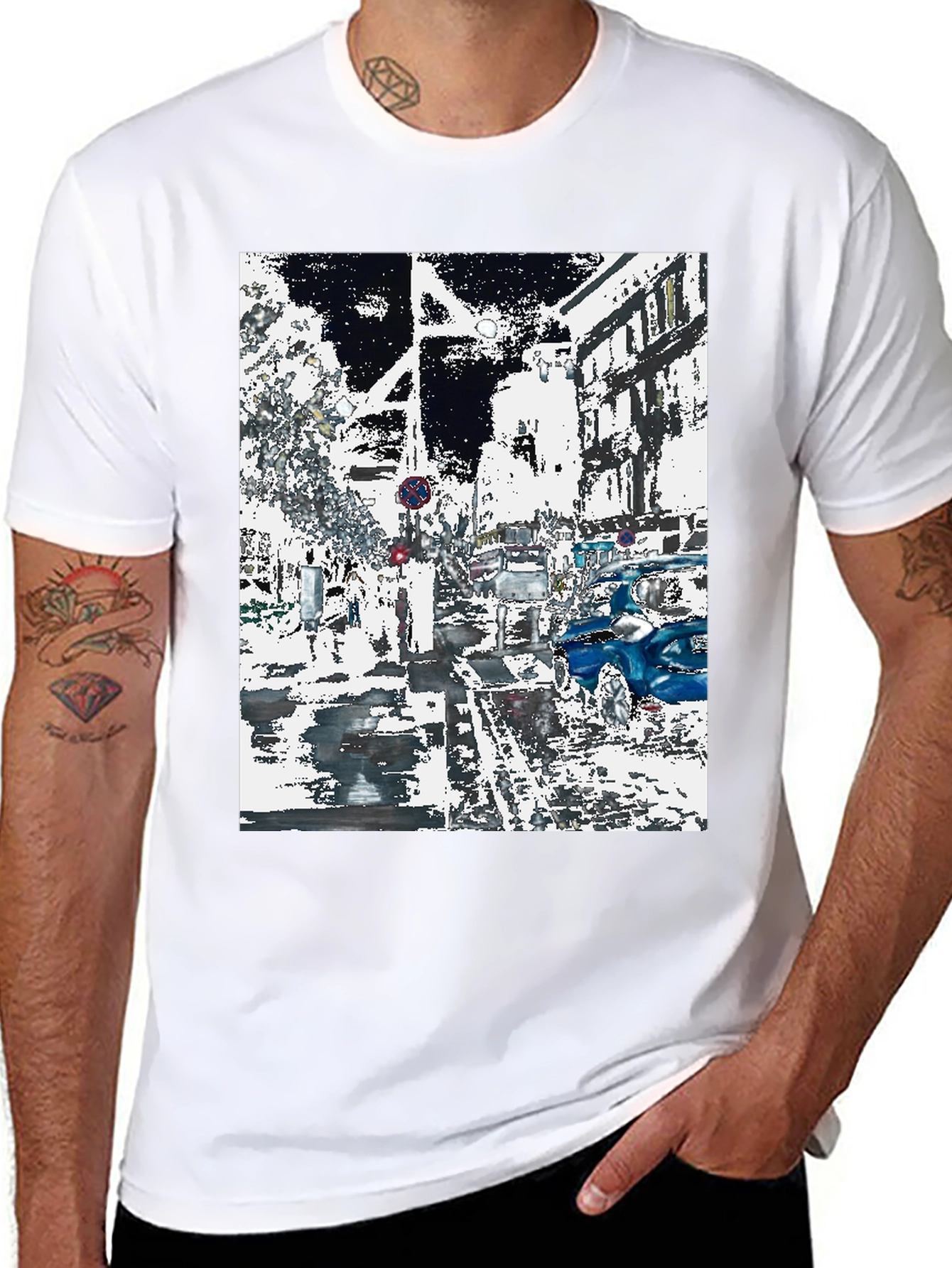 Urban Abstract Graphic Tee - Black