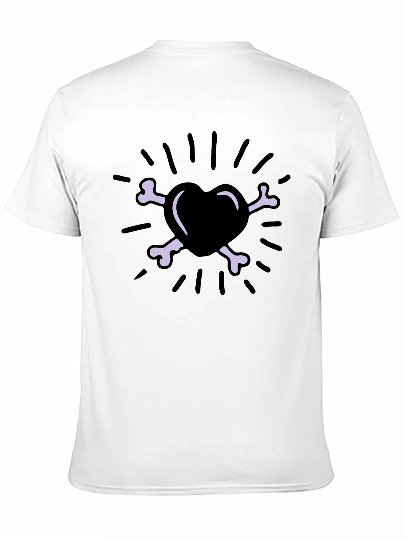 Heart & Bones Graphic Print T-Shirt - Black