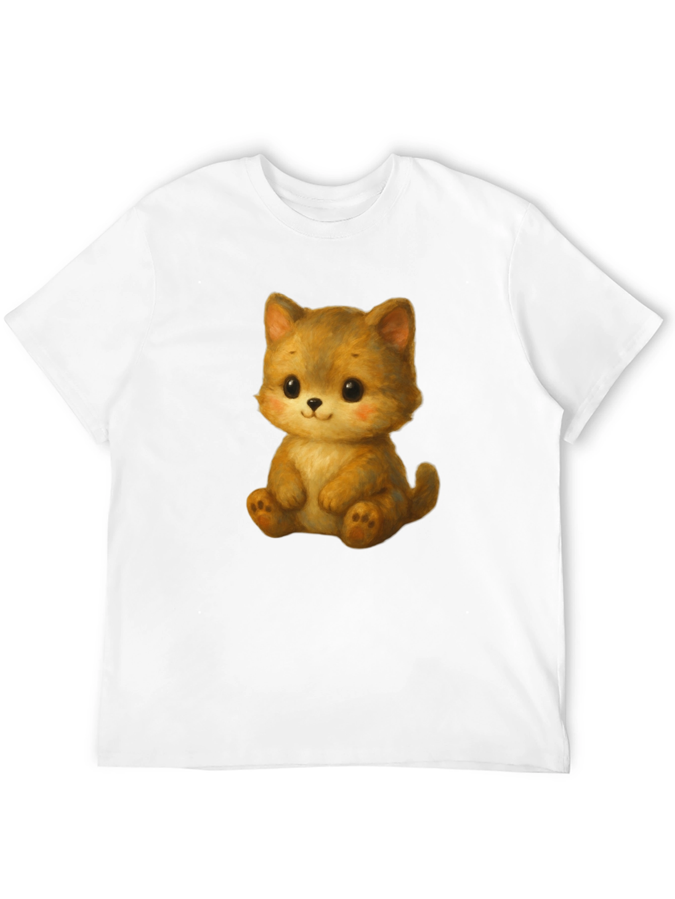 Cute Kitten Graphic Tee - Soft Black Cotton Shirt