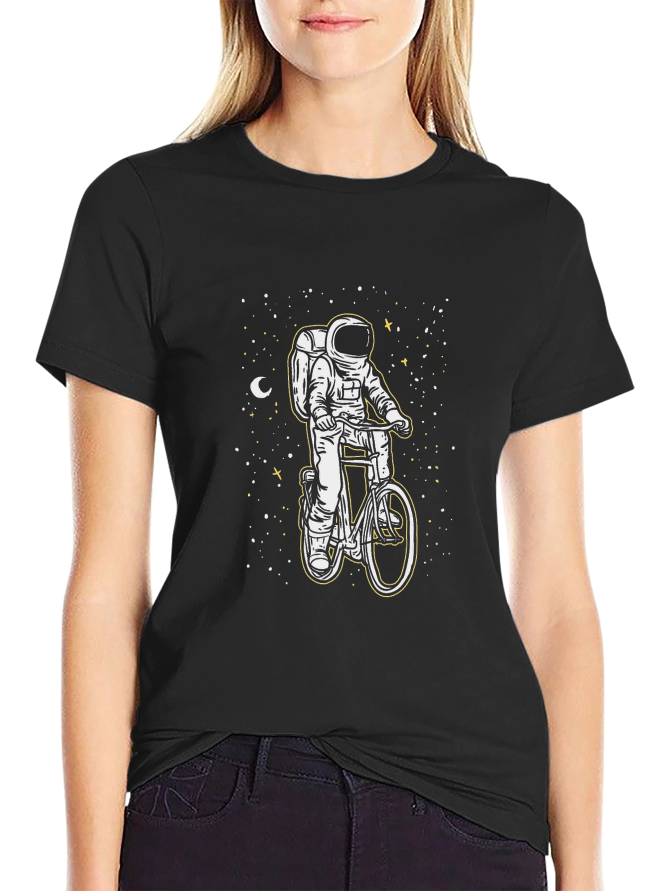 Astronaut Biker Graphic T-Shirt - Space Adventure Tee