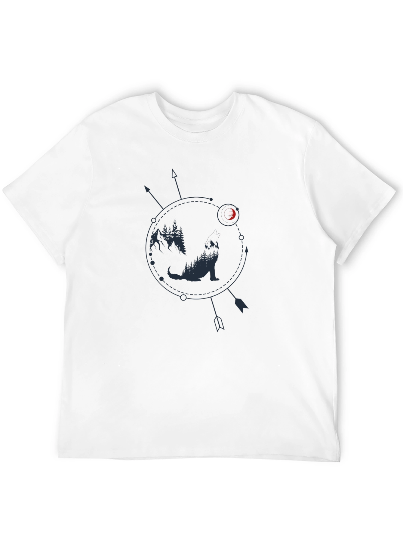 Wolf & Moon Graphic Tee - Arrow Circle Design
