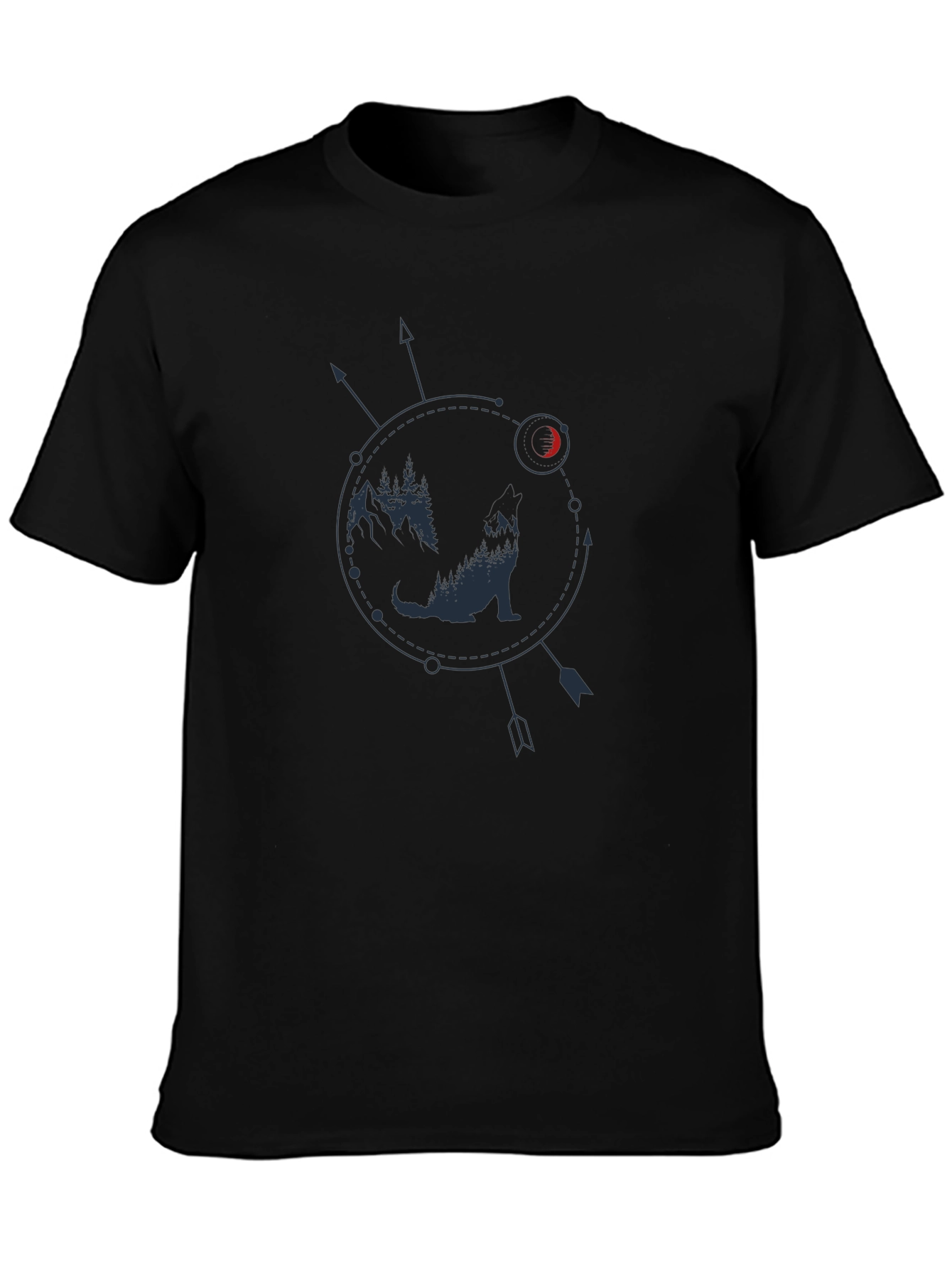 Wolf & Moon Graphic Tee - Arrow Circle Design