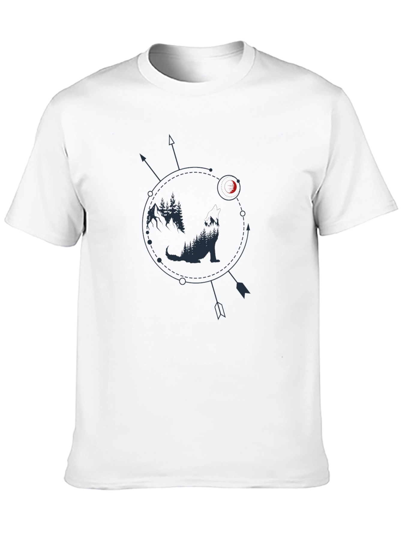 Wolf & Moon Graphic Tee - Arrow Circle Design