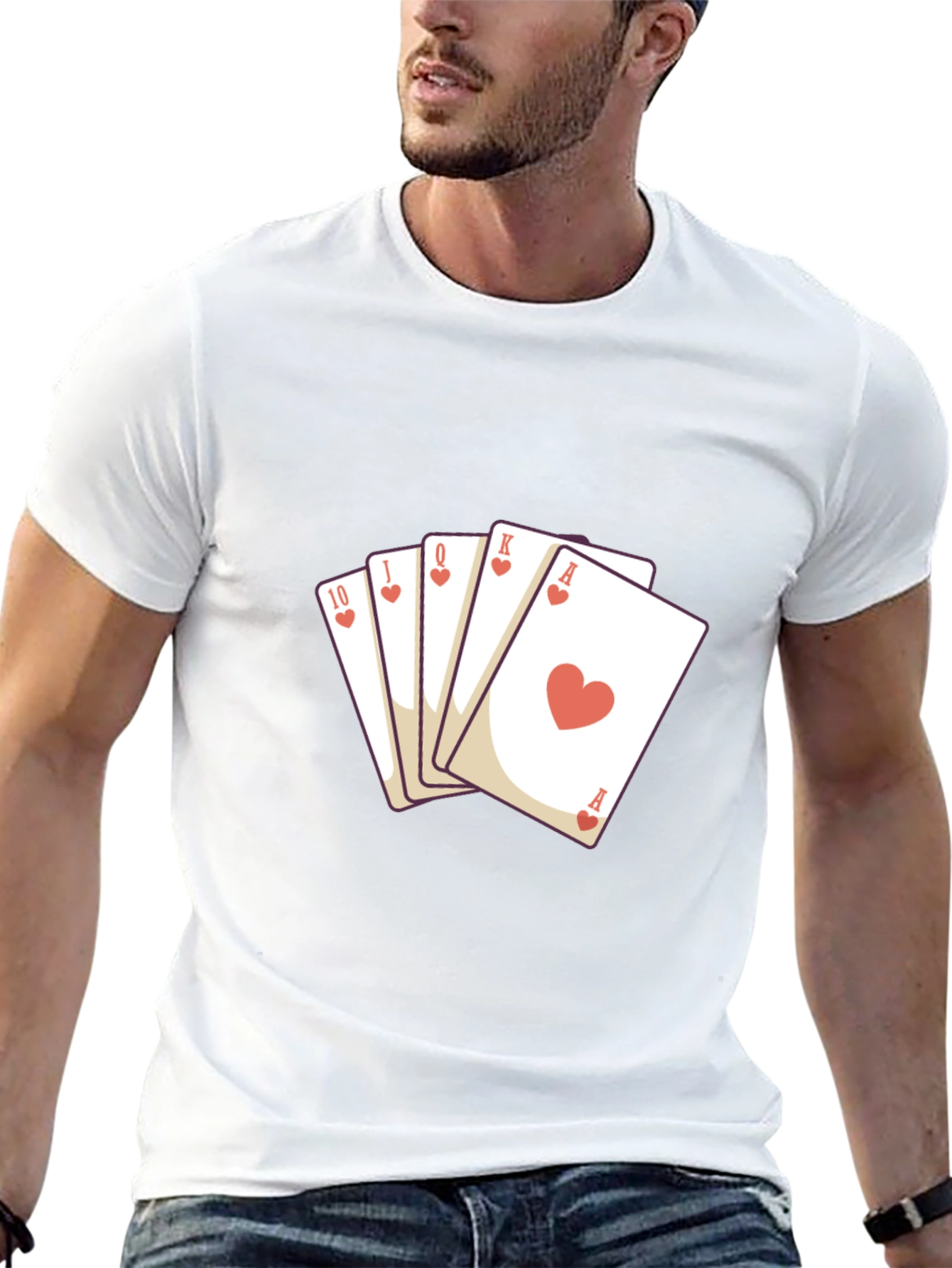 Heart Flush Graphic Tee - Black Cotton T-Shirt