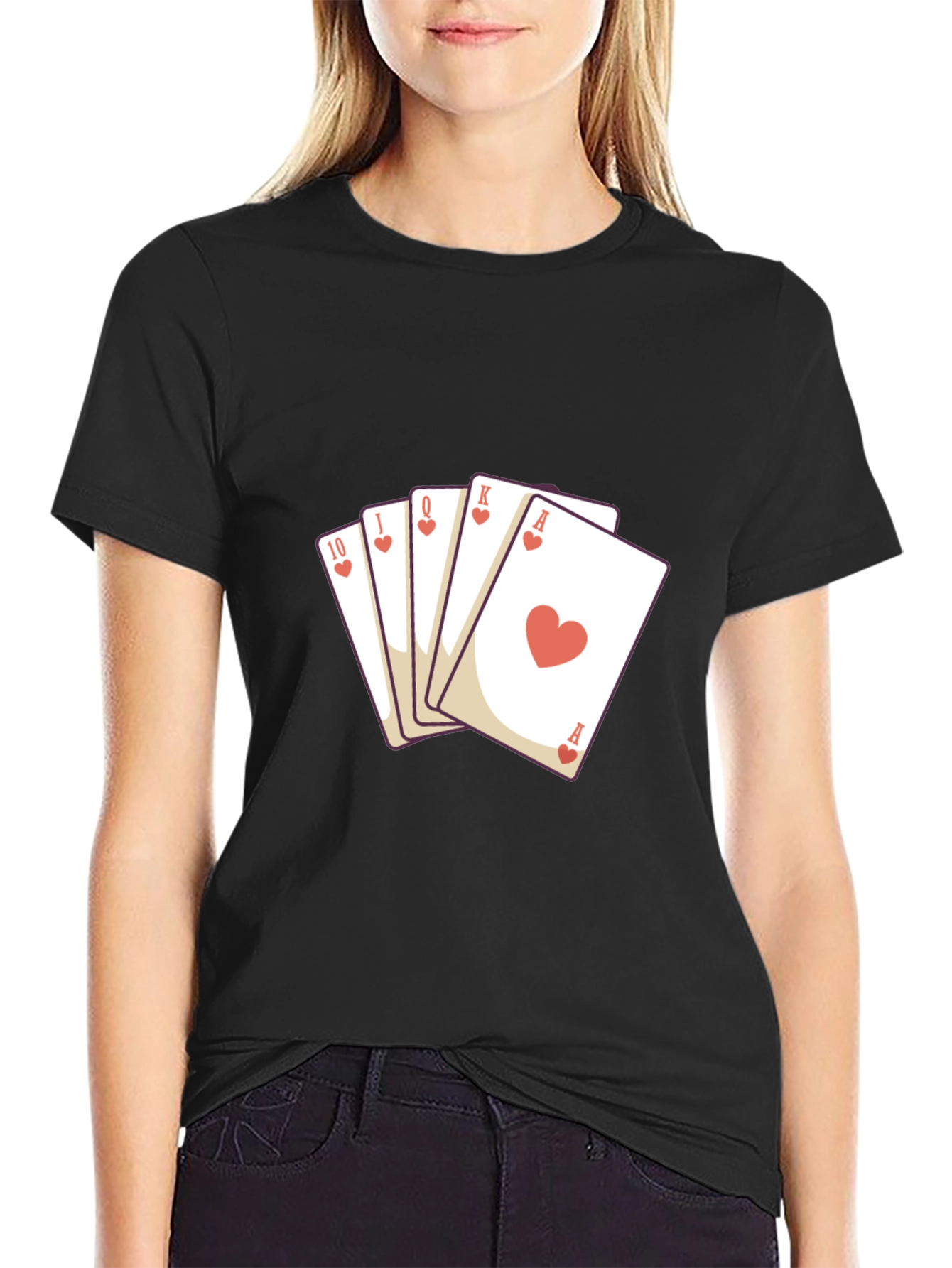 Heart Flush Graphic Tee - Black Cotton T-Shirt