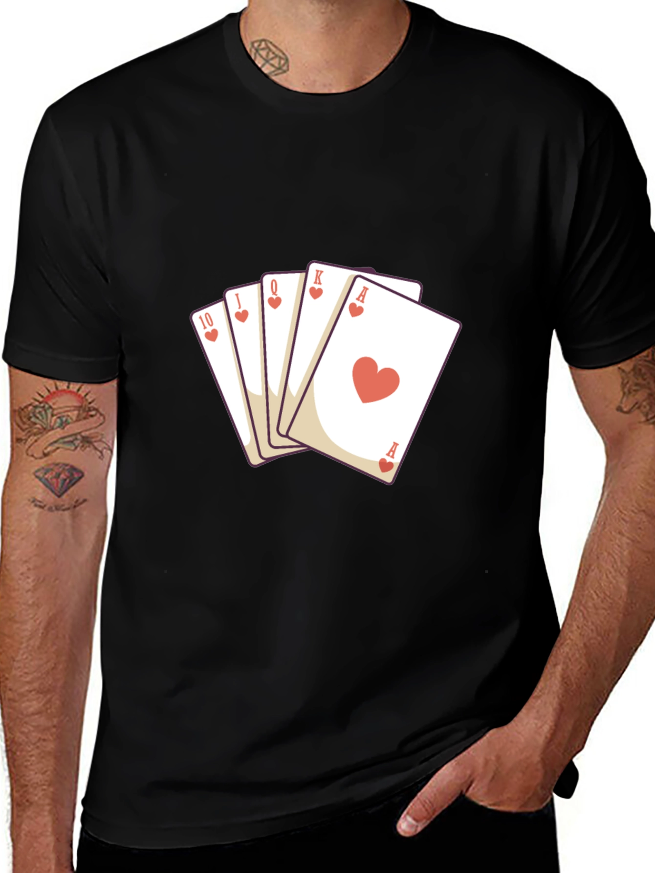 Heart Flush Graphic Tee - Black Cotton T-Shirt