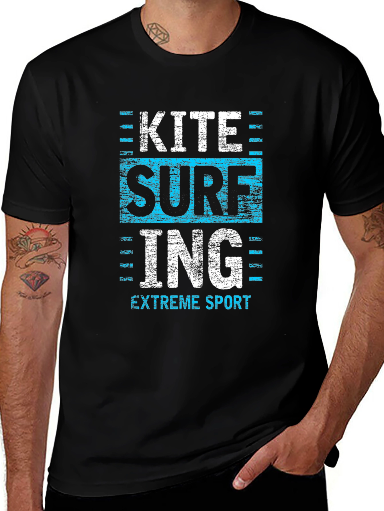 Kite Surfing Extreme Sport Graphic Tee - Black