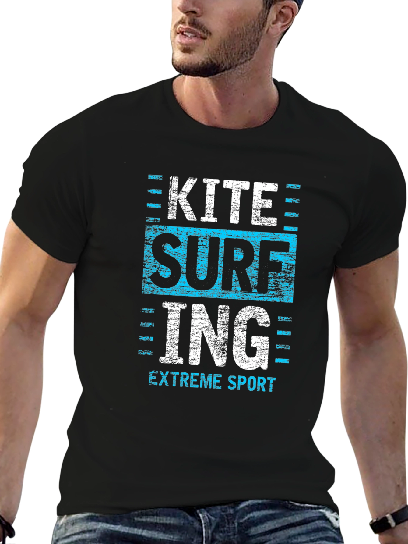 Kite Surfing Extreme Sport Graphic Tee - Black