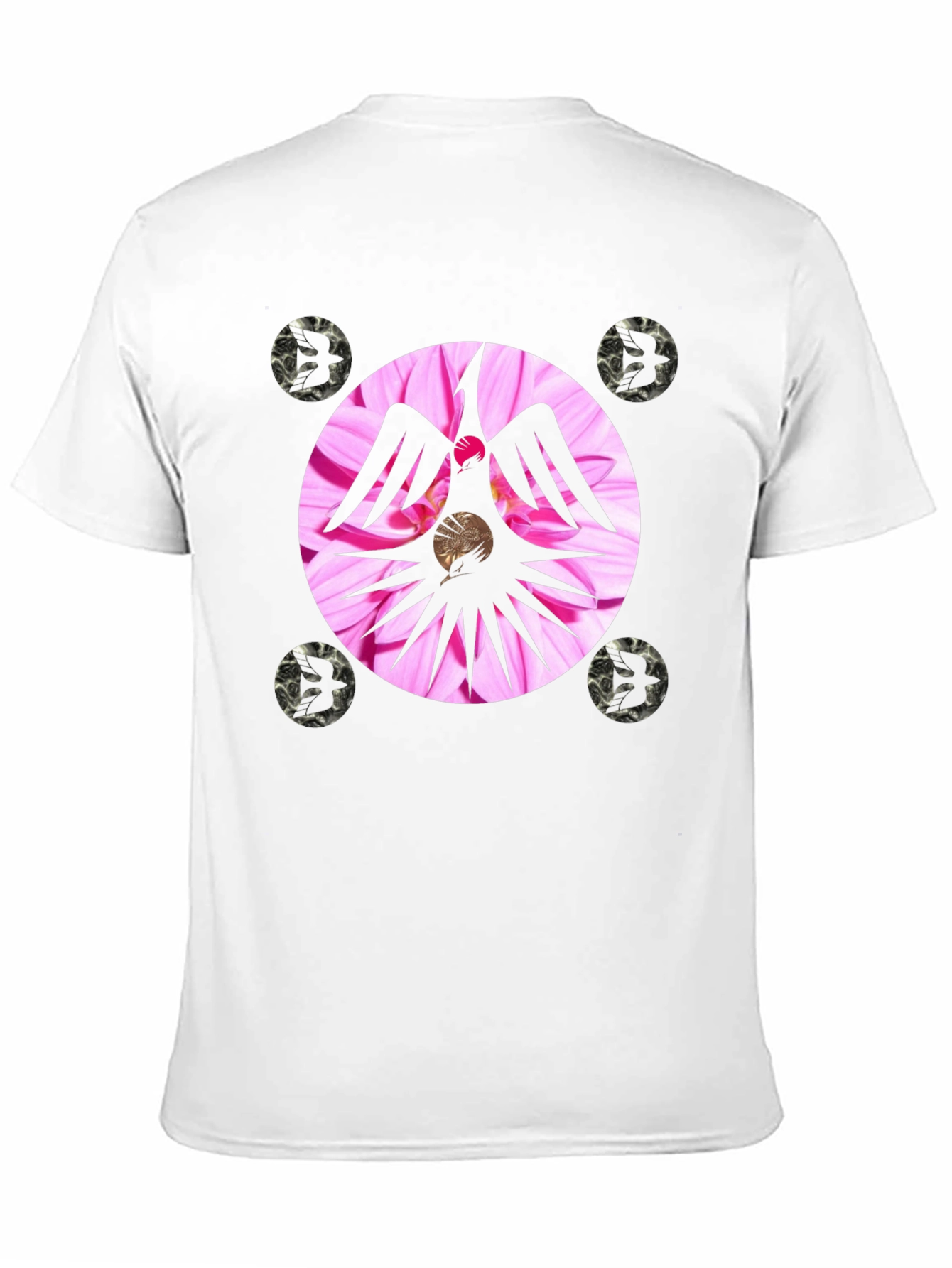 Unique Graphic Tee with Floral Phoenix Design