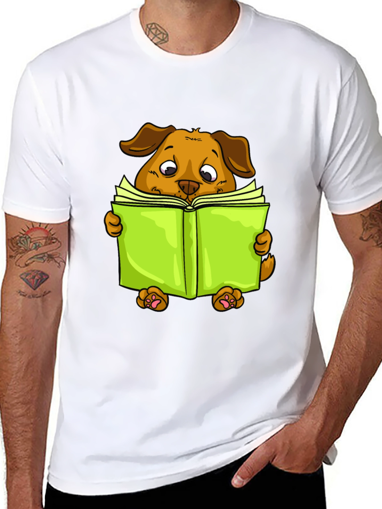 Reading Dog Graphic Tee - Soft Cotton Blend
