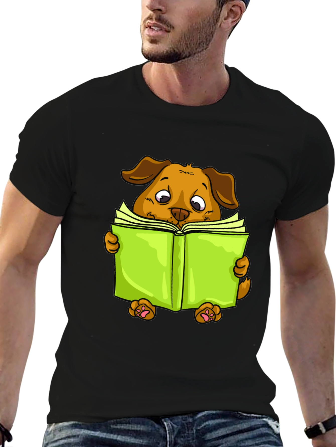 Reading Dog Graphic Tee - Soft Cotton Blend