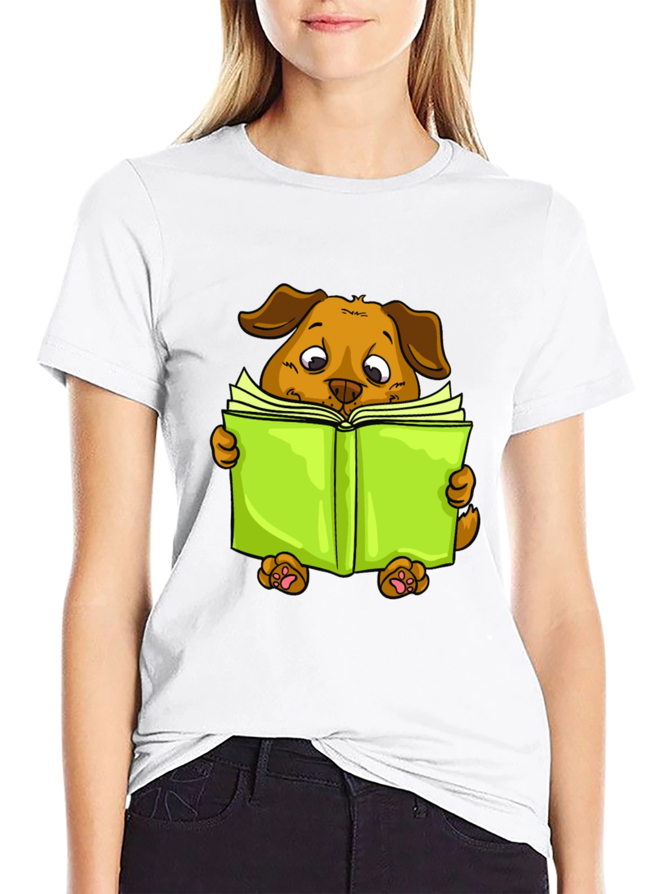 Reading Dog Graphic Tee - Soft Cotton Blend