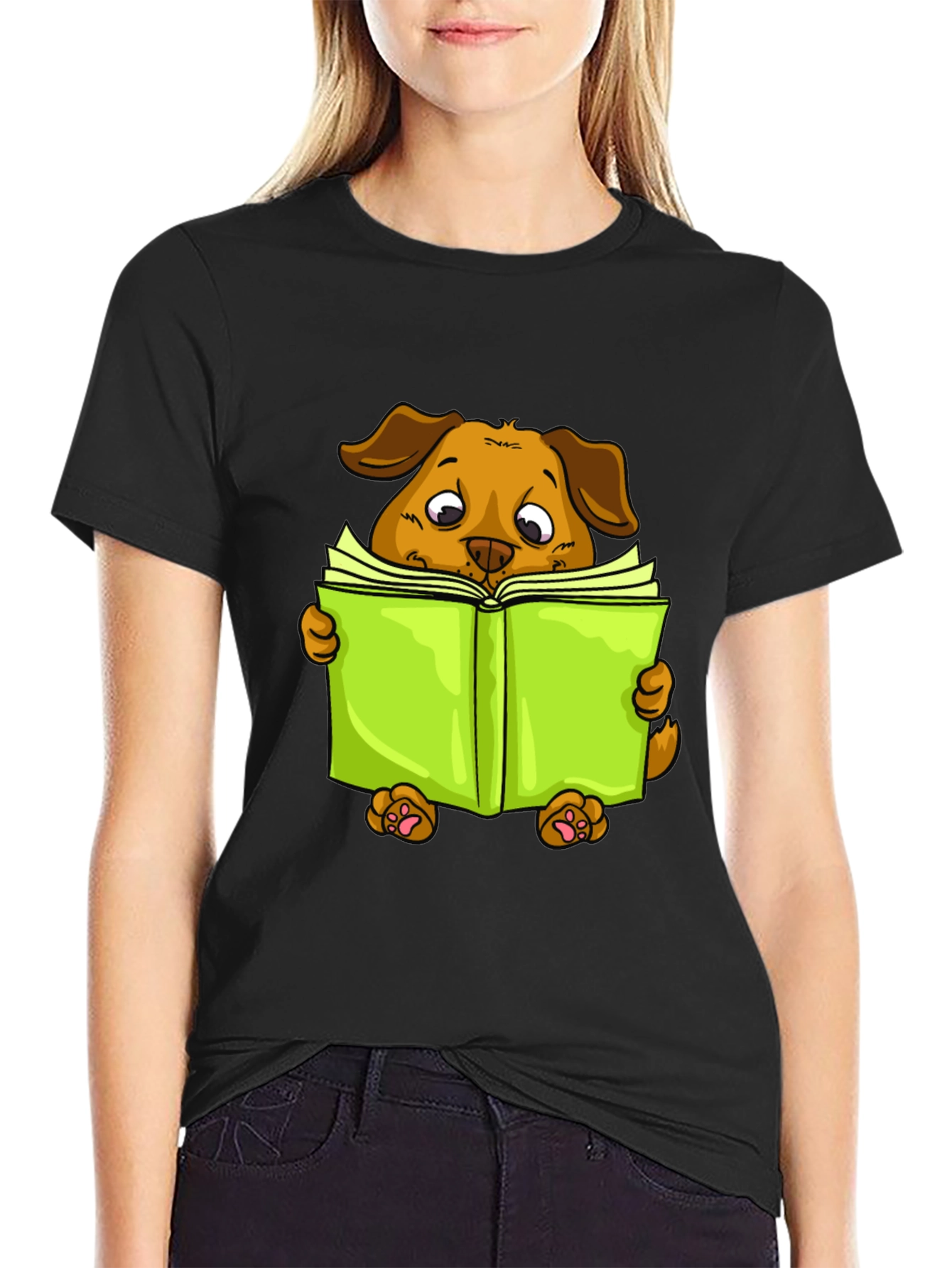 Reading Dog Graphic Tee - Soft Cotton Blend