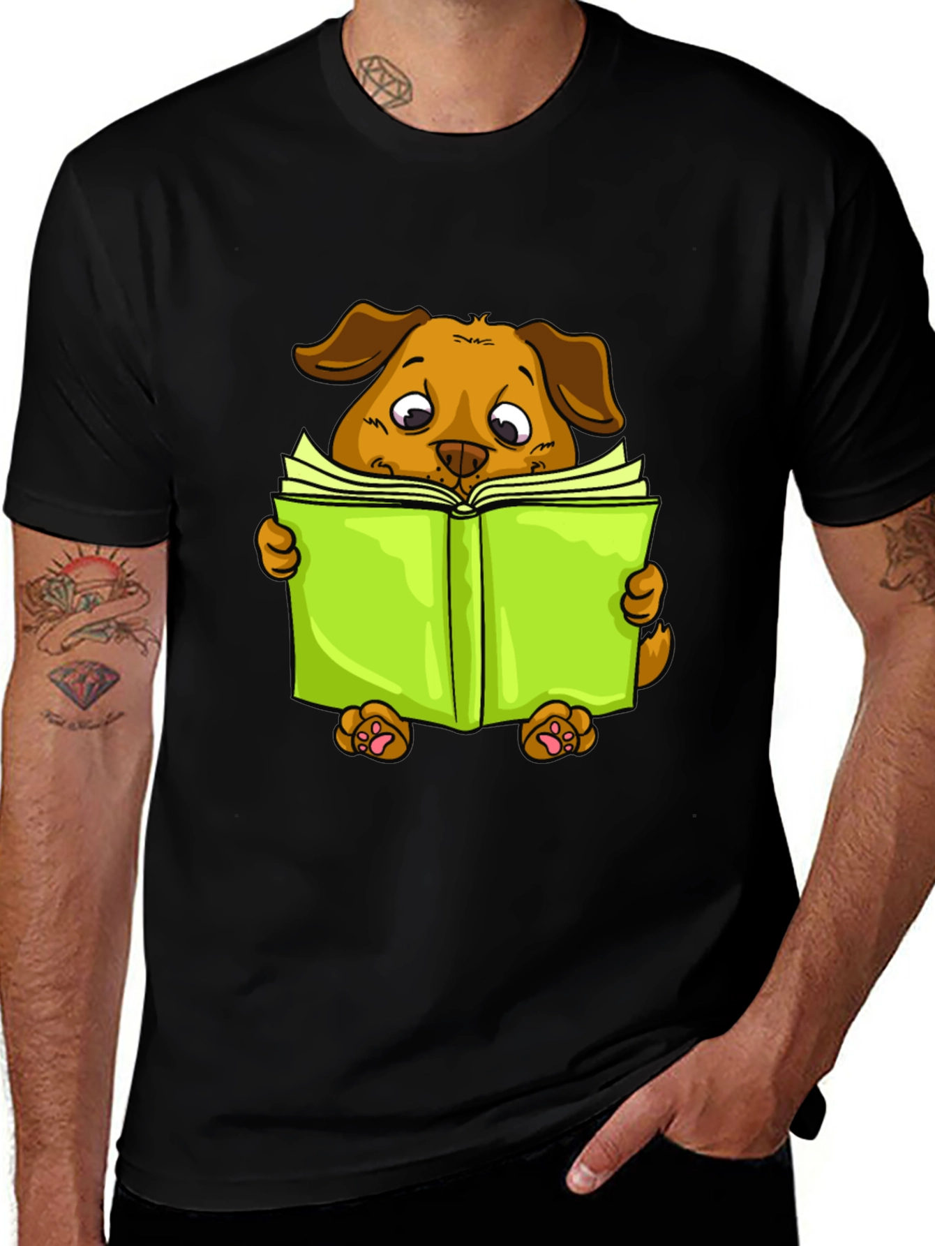Reading Dog Graphic Tee - Soft Cotton Blend