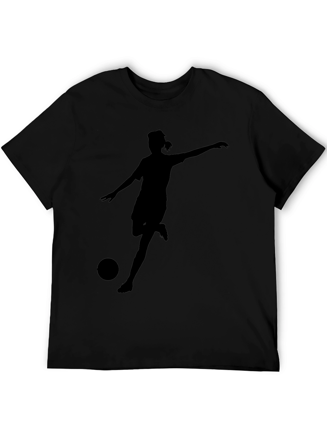 Soccer Player Silhouette Black T-Shirt
