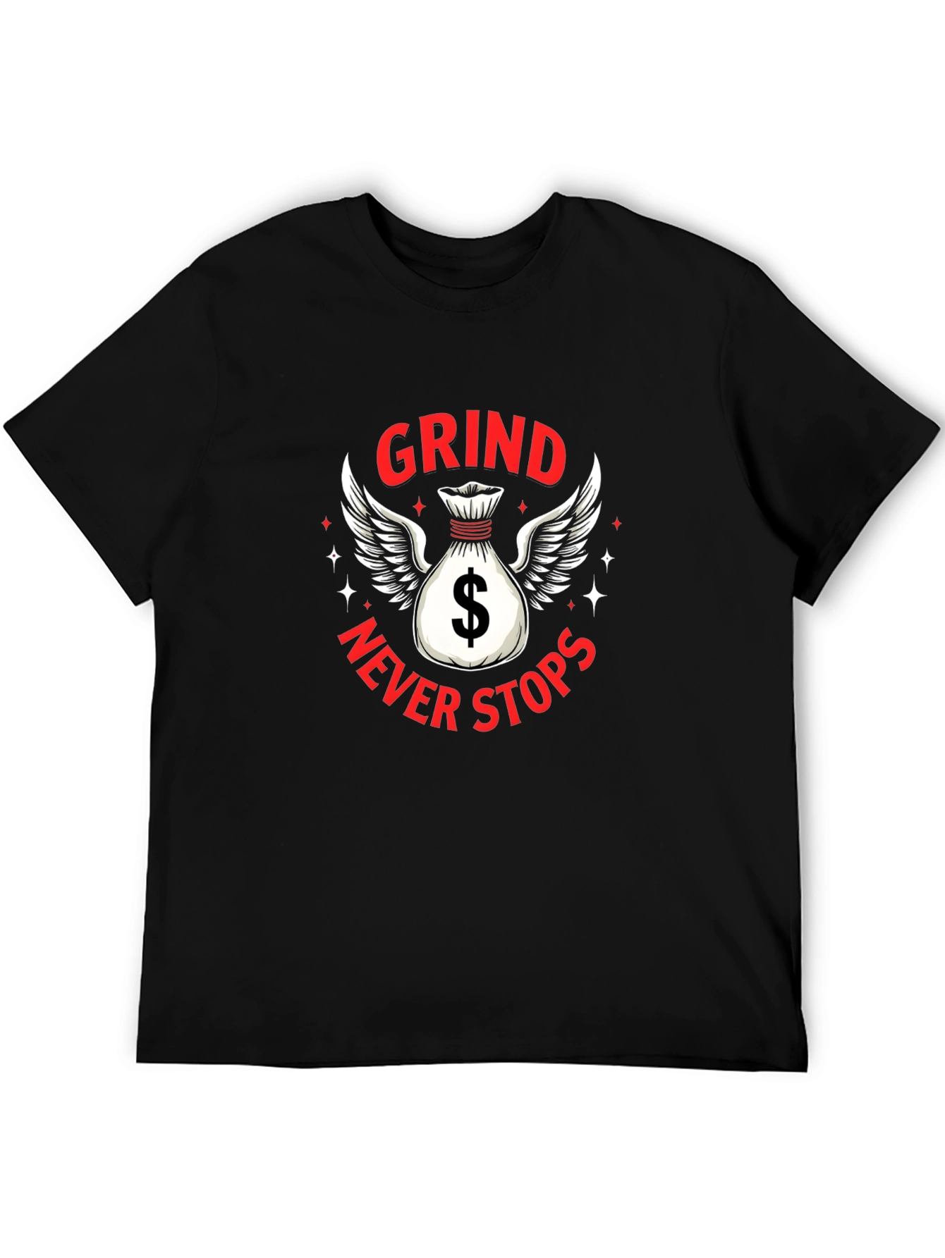 Grind Never Stops Black Graphic T-Shirt