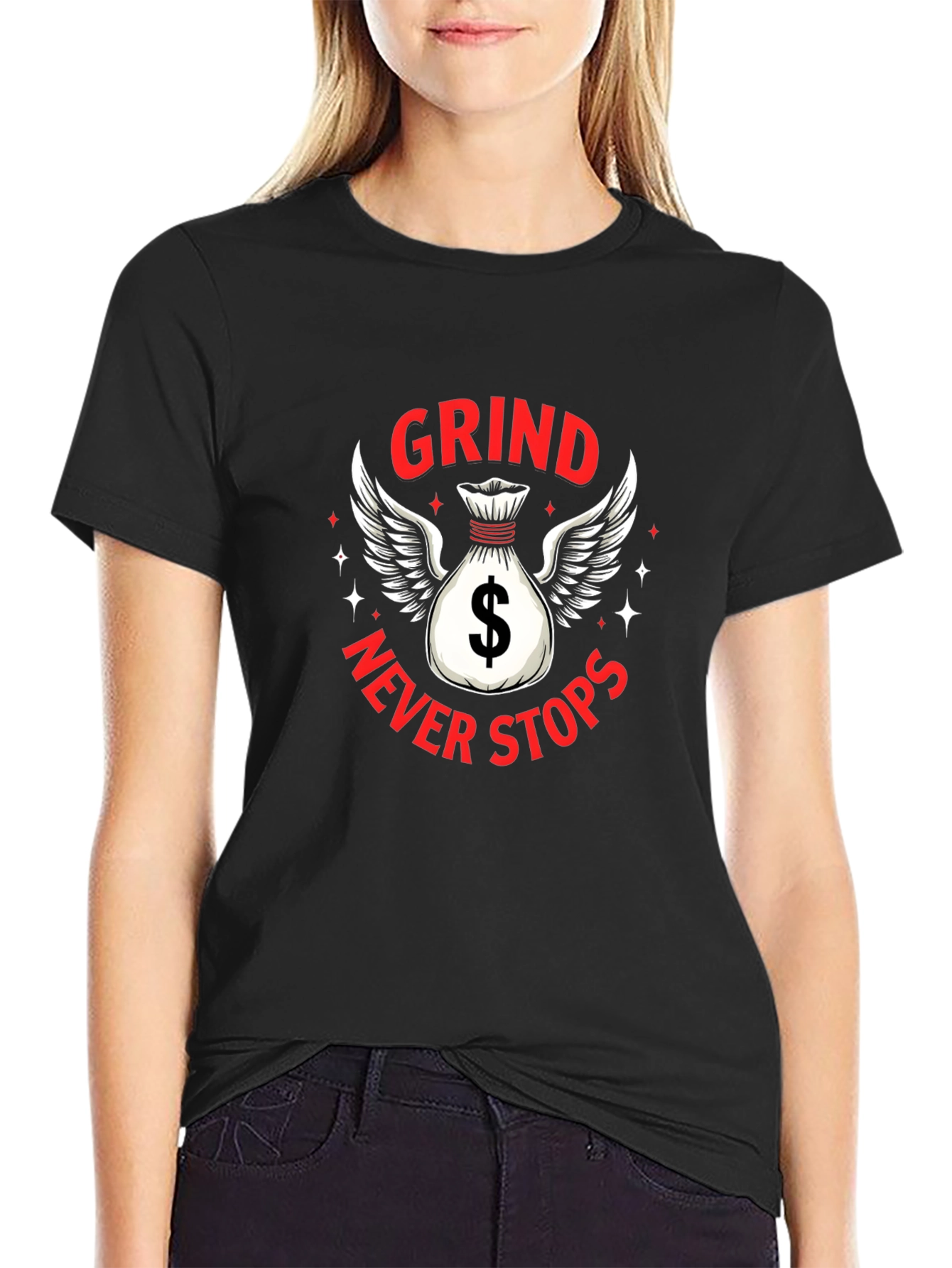 Grind Never Stops Black Graphic T-Shirt